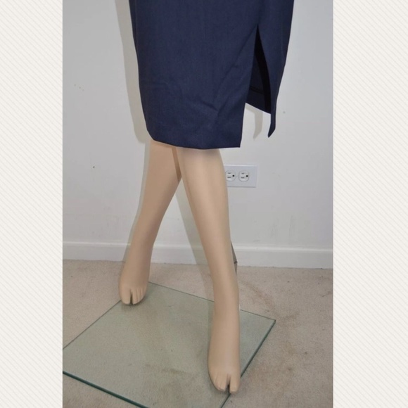 Zara Basic S Blue Pencil Skirt Side Slit Back Zip - Picture 4 of 9